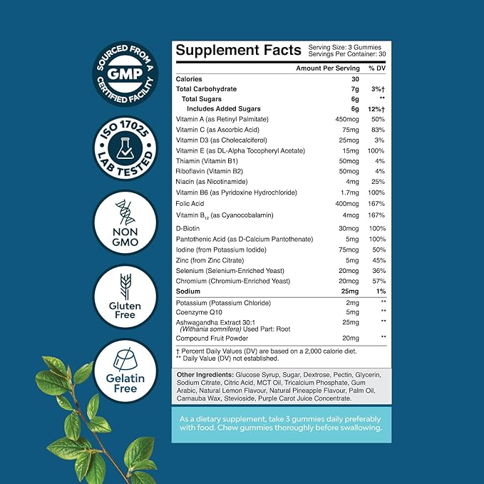 Men's Multivitamin Gummies with Superfood Complex - Daily Multivitamin for Men Gummies with CoQ10 and Ashwagandha for Energy and Immune Support - Adult Multivitamin Gummy with Essential Minerals-SeraviaPure