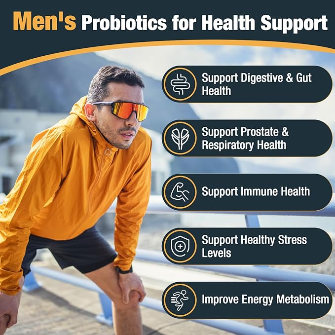 Probiotics for Men, 500 Billion CFUs & 12 Strains, Probiotics for Digestive Health, Men's Probiotic with Turmeric, Cranberry, Goji, for Overall Digestive, Immune Health, Gut & Bloating, 120 Day Supply-SeraviaPure