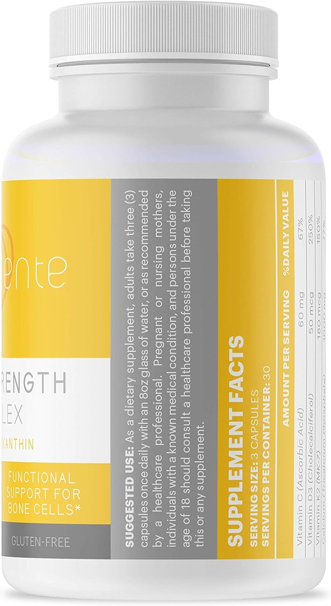 Juveriente Bone Strength Complex/A Dietary Therapy of a Japanese Traditional Fruit, Packed with Vitamin C, D3, K2, Calcium, Phosphorus, Food Grade Strontium and Boron / 90 Capsules for 30 Days-SeraviaPure