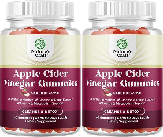 Apple Cider Vinegar Gummies with the Mother-Natural Energy Supplement ACV Gummies with Mother for Body Cleanse Immune Support and Gut Health-Delicious Gummy ACV Supplement with Beet Root Powder 2 pack-SeraviaPure