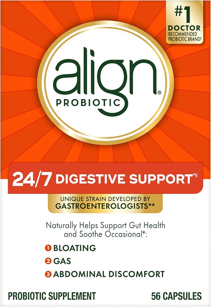 Align Probiotic, Probiotics for Women and Men, Daily Probiotic Supplement for Digestive Health*, #1 Recommended Probiotic by Doctors and Gastroenterologists‡, 56 Capsules-SeraviaPure