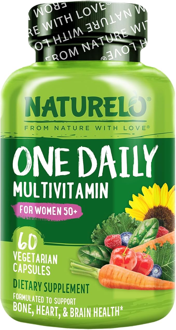 NATURELO One Daily Multivitamin for Women 50+ (Iron Free) - Menopause Support for Women Over 50 - Whole Food Supplement - Non-GMO - No Soy - 60 Capsules - 2 Month Supply-SeraviaPure