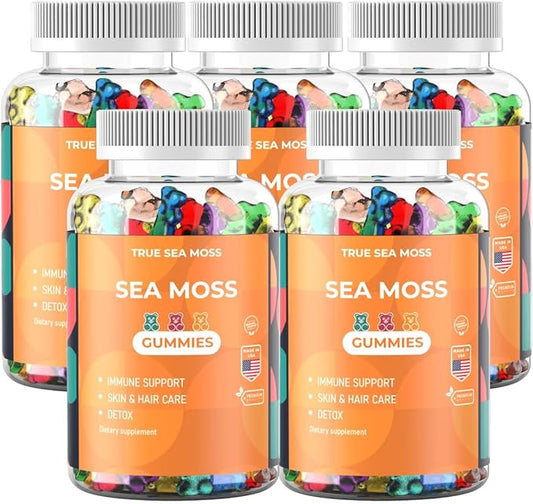 Natural Sea Moss Gummies – Contains Irish Sea Moss + Burdock Root + Bladderwrack – 60 Gummies for Stronger Immune, Healthier Skin & Hair, Detox – Great for Kids & Adults, Made in USA (5)-SeraviaPure