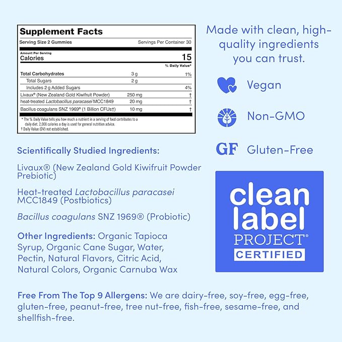 FIRST DAY Kids Probiotic Gummies - 3 in 1 Probiotics for Kids + Prebiotic & Postbiotic - Prebiotics & Probiotics for Digestive Health & Immune Support – Vegan, Gluten Free, 60-Day Supply