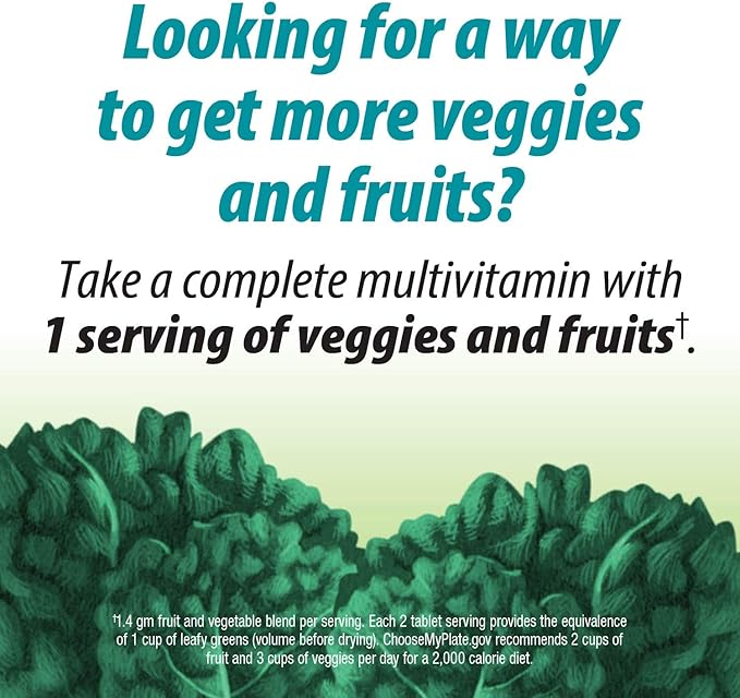 Nature's Way Alive! Garden Goodness Men's Multivitamin, One Serving of Veggies and Fruits**, High Potency B-Vitamins, 60 Tablets-SeraviaPure