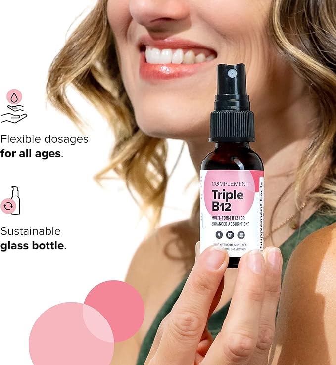 Complement Bundle- Vegan Multivitamin (90 Capsules) & Triple B12 Spray (60 Servings) - Complete Nutrition with Omega 3, Vitamins D3 K2, Zinc, Magnesium & Raspberry- Flavored B12 for Energy & Health-SeraviaPure
