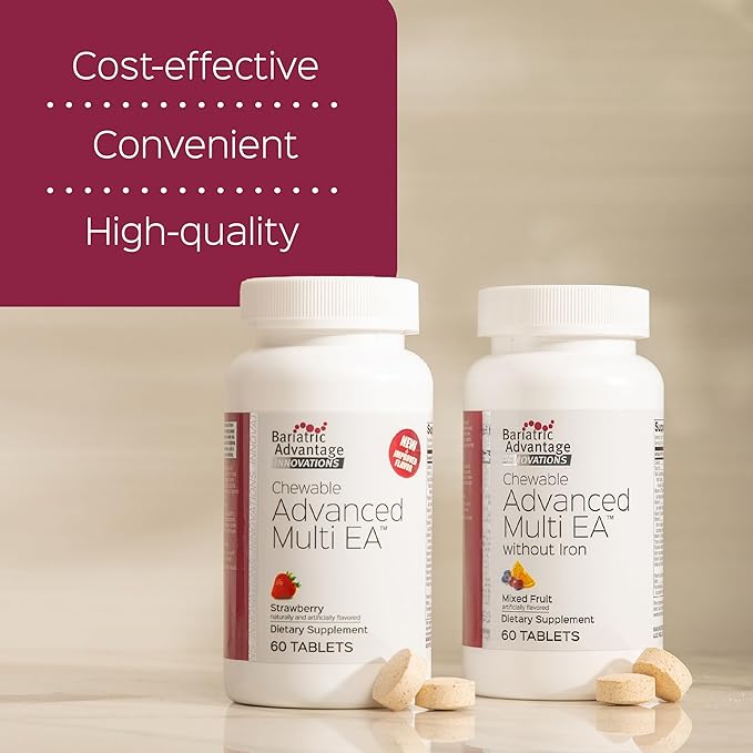 Bariatric Advantage Chewable Advanced Multi EA - High Potency Daily Multivitamin for Bariatric Surgery Patients - Mixed Fruit Flavor - 60 Count-SeraviaPure