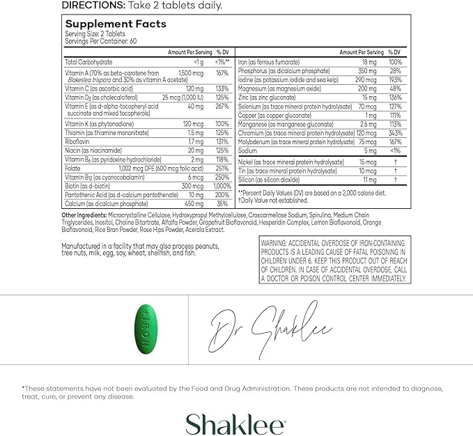 Shaklee - Vita-Lea® Women High-Potency Multivitamin & Multimineral for Women - Prenatal/Postnatal Support with 800 mcg Folic Acid, 200 mcg Iodine, 18 mg Iron - 240 Tablets-SeraviaPure