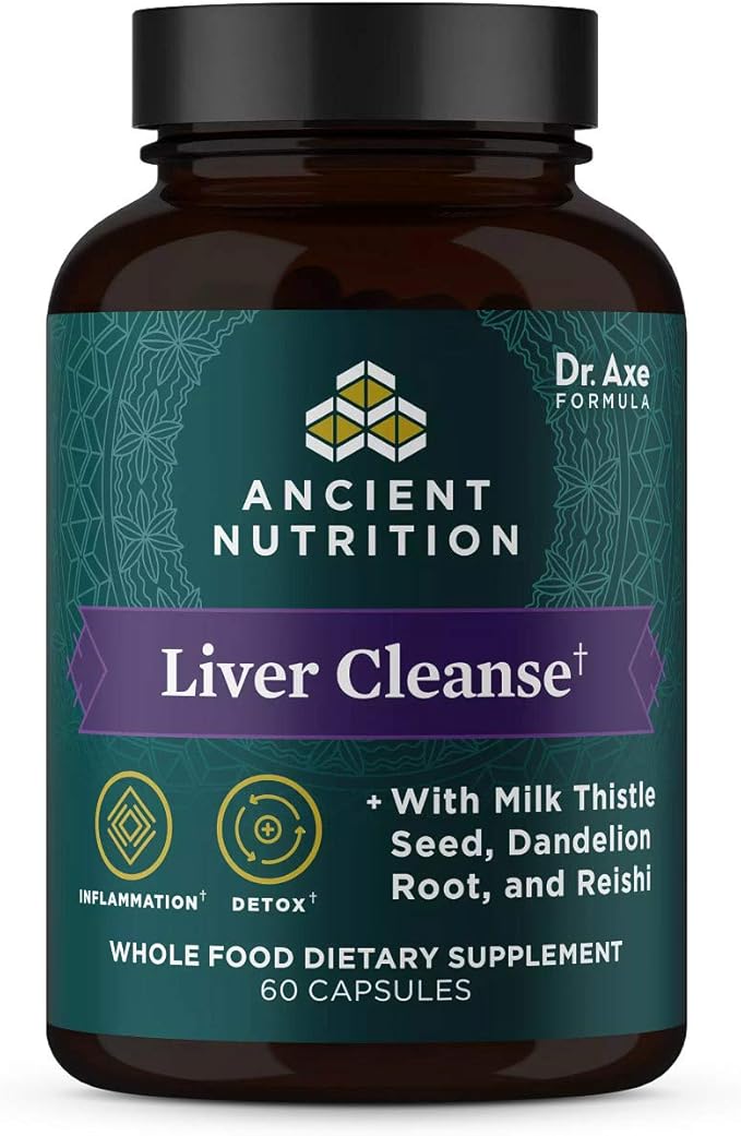 Liver Detox Supplement by Ancient Nutrition, Ancient Herbals Liver Cleanse with Milk Thistle, Dandelion Root & Reishi for Optimal Liver Support, 1300mg, Gluten Free, 60 Count-SeraviaPure