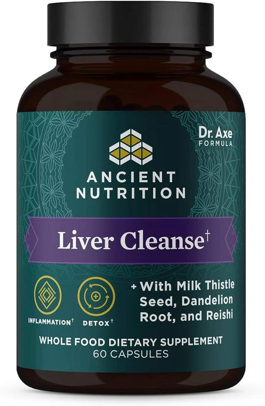 Liver Detox Supplement by Ancient Nutrition, Ancient Herbals Liver Cleanse with Milk Thistle, Dandelion Root & Reishi for Optimal Liver Support, 1300mg, Gluten Free, 60 Count-SeraviaPure