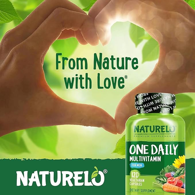 NATURELO Mens Multivitamins - One Daily Multivitamin for Men with Vitamins, Minerals & Organic Whole Foods, Boost Energy & Health, Non-GMO, 120 Vegetarian Capsules-SeraviaPure