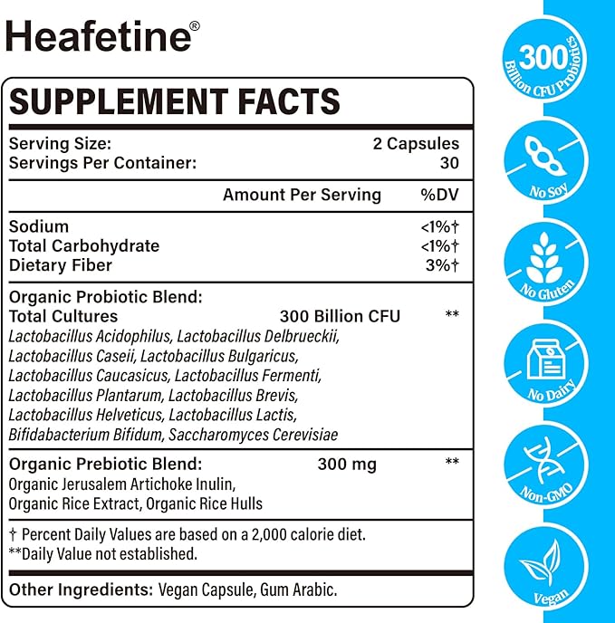 300 Billion CFUs Probiotic, Probiotics for Women Men - 12 Probiotics Strains + 3 Organic Prebiotics, Probiotics for Digestive Health & Immune, Gut Health Bloating, Shelf Stable Probiotic - 60 Capsules-SeraviaPure