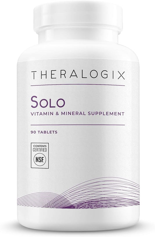 Theralogix Solo Multivitamin & Multimineral Supplement Without Iron - 90-Day Supply - Iron-Free Multivitamin - Support for Women & Men - Vitamin D3, Vitamin C & B Vitamins - NSF Certified - 90 Tablets-SeraviaPure