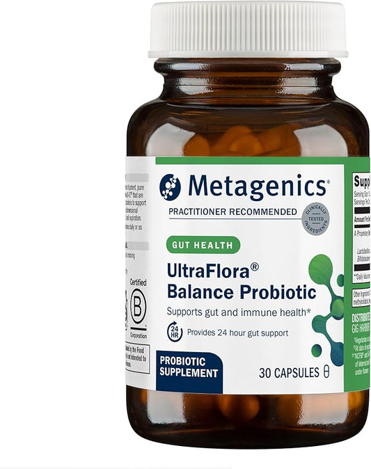 Metagenics UltraFlora Balance Probiotic - Daily Gut Health Supplement* - Offers Digestive & Immune System Support* - Vegetarian, Non-GMO & Gluten-Free - 30 Capsules-SeraviaPure