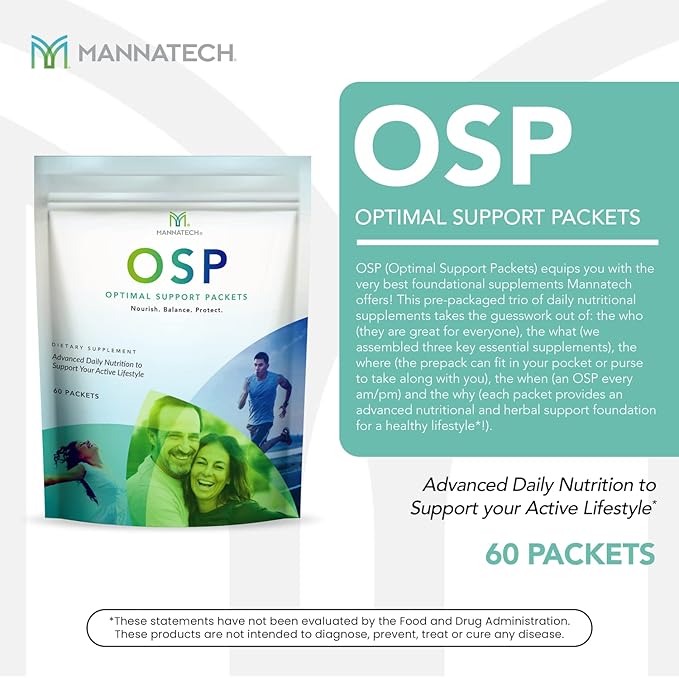Mannatech More Than Just a Multivitamin, Optimal Support Packets Amazing Self-Care Benefits of OSP Daily Vitamins, w/Ashwagandha Capsules, Immune Support and Antioxidant Supplement - 60 Packets-SeraviaPure
