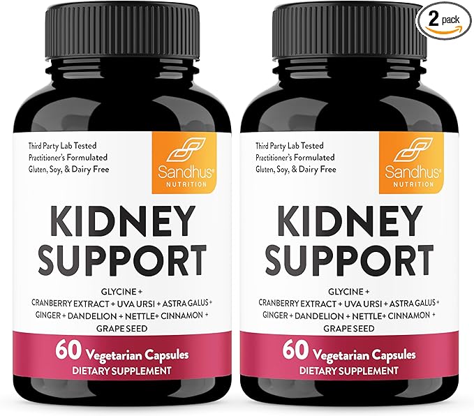 Sandhu's Kidney Cleanse Detox & Support Supplement for Men and Women | with Cranberry Extract | Helps Support Kidney & Urinary Tract Health | 60 Vegetarian Capsules (Pack of 2)-SeraviaPure