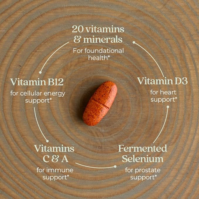 New Chapter Men's Multivitamin 50 Plus for Brain, Heart, Digestive, Prostate & Immune Support with 20+ Nutrients + Astaxanthin - Every Man's One Daily 55+, Gentle on The Stomach - 72 ct-SeraviaPure