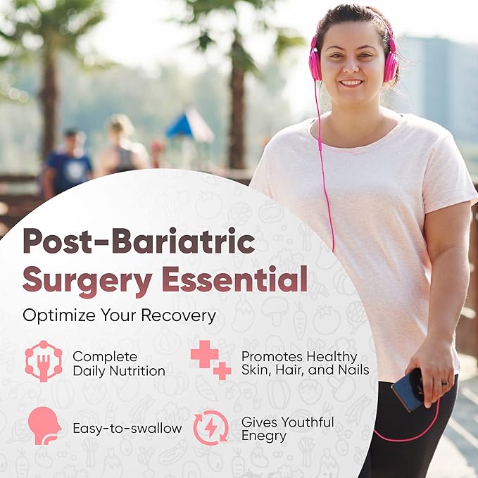 Bariatric Multivitamin with Iron - Easy-to-Swallow Capsule for Post Bariatric Surgery - Post Sleeve and Post Bypass with 42 Fruit & Veggies Blend - 60 Liquid Capsules - 1 Months’ Supply-SeraviaPure