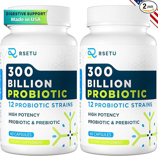 Probiotics for Women & Men - 300 Billion CFU Probiotic, 12 Strains Probiotics + 3 Organic Prebiotics, Daily Probiotics for Digestive Health, Gut, Immune, Constipation, Diarrhea, Bloating - 120 capsule-SeraviaPure