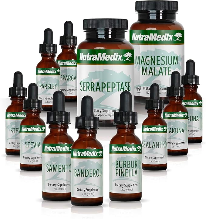 NutraMedix Cowden Support Program Month 1 - Detox Tincture Protocol - Includes Banderol, Burbur-Pinella, Samento Cat's Claw & More - Bioavailable Herbal Detox - Immune System Support (12 Piece Set)-SeraviaPure