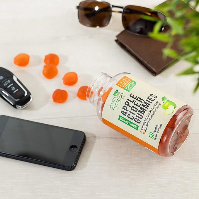 Vegan Apple Cider Vinegar Gummies | Max Strength 1000mg | ACV Supplement Gummy Vitamins for Adults, Supports Digestion, Metabolism, Natural Apple Flavor with Mother, Gluten Free, Non-GMO - 60 Gummies-SeraviaPure