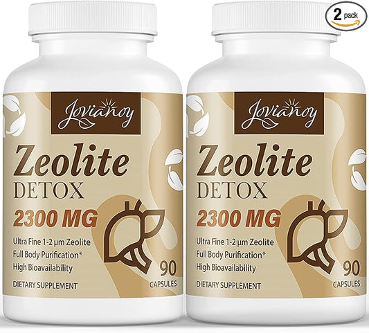 2300 MG Zeolite Detox Capsules, Organic Activated Charcoal, Bentonite Clay, 1-2 µm Clinoptilolite, Maximum Absorption, Gut Liver Detox Cleanse Full Body for Women Men, 180 Capsules-SeraviaPure