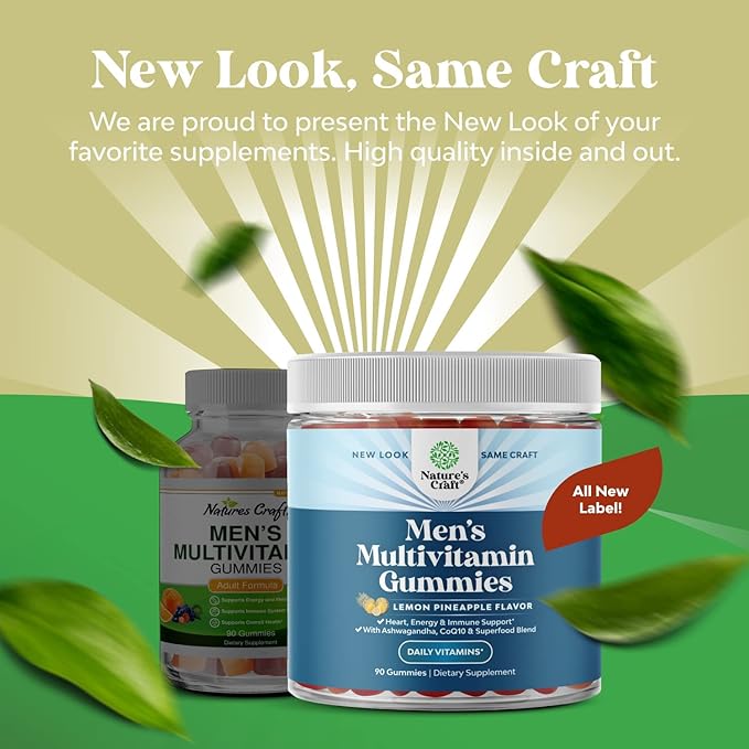 Men's Multivitamins Gummies with Superfood Complex - Daily Multivitamin for Men with CoQ10 and Ashwagandha for Energy and Immunity - Vegetarian Adult Multivitamin Gummies for Men (2 Month Supply)-SeraviaPure