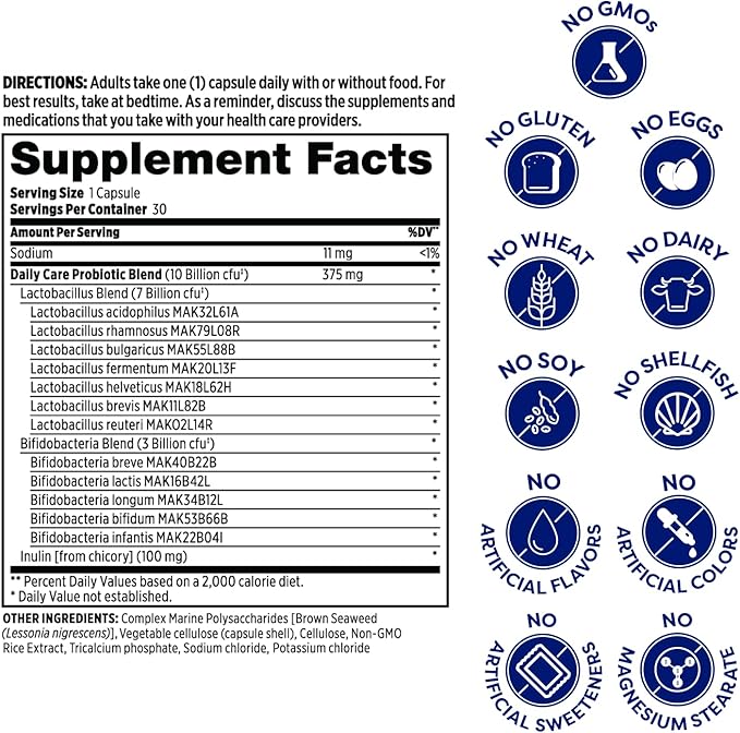 Probulin Daily Care Probiotic for Digestive and Immune Support - Doctor Formulated - 10 Billion CFU- 12 Probiotic Strains, 30 Capsules
