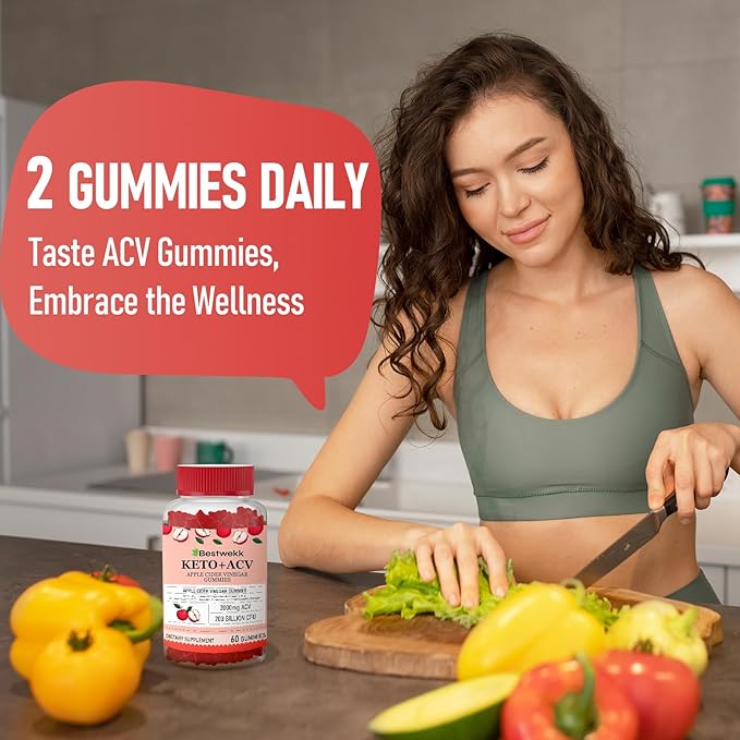 Apple Cider Vinegar Gummies, Max Strength 2000mg ACV Gummies with Probiotics, B12 and Keto, for Digestion, Metabolism, Gut & Immune Health, Gelatin-Free, Vegan & Non-GMO, 180 Gummies-SeraviaPure