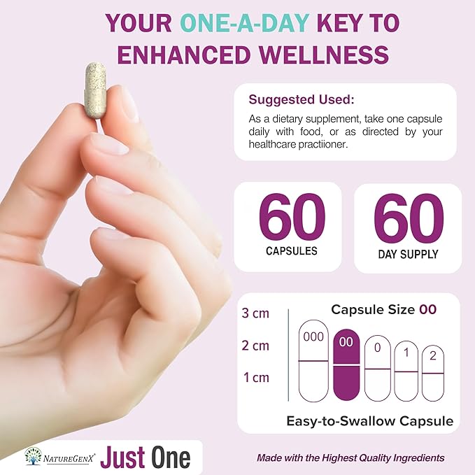Just One Daily Methylated Multivitamin with Methyl B12, Quatrefolic Methylfolate, Pure MTHFR Supplement for Men and Women Without Iron, 2 Bottles (60 Vegan Capsules), USA-Made-SeraviaPure