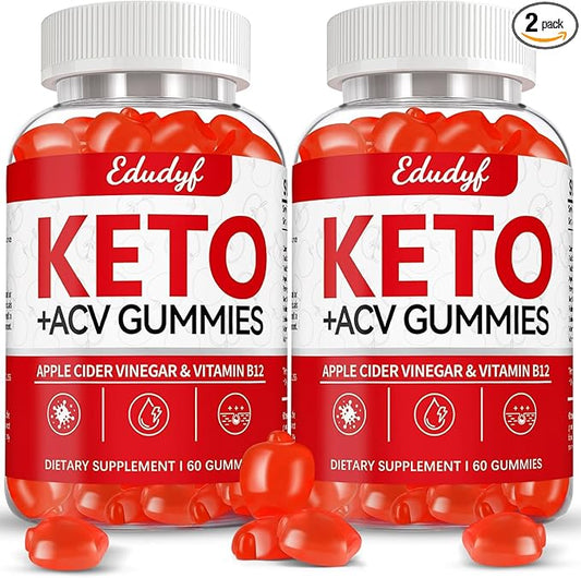 EDUDYF Keto ACV Gummies - 120 Count Gluten-Free, Gelatin-Free Apple Cider Vinegar Gummies with B12 for Keto Support, Vegetarian, Unique Flavor, Convenient Bottled Supplement for Men & Women-SeraviaPure