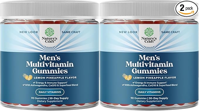 Men's Multivitamins Gummies with Superfood Complex - Daily Multivitamin for Men with CoQ10 and Ashwagandha for Energy and Immunity - Vegetarian Adult Multivitamin Gummies for Men (2 Month Supply)-SeraviaPure