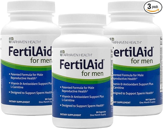 Fairhaven Health 3 Month Supply FertilAid for Men Prenatal Male Fertility Supplement | Count and Motility Support Pre Conception for Him | Fertility Support Includes, Zinc, and Folate | 90 Capsules-SeraviaPure