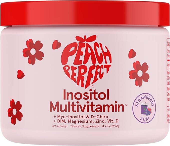 Inositol Powder Multivitamin, Strawberry Acai Flavor – 4g Myo & D-Chiro Inositol, DIM, Zinc, Magnesium Glycinate, Vitamin D3 – Supports Women’s Health, Cycle, Energy, 30 SVG-SeraviaPure