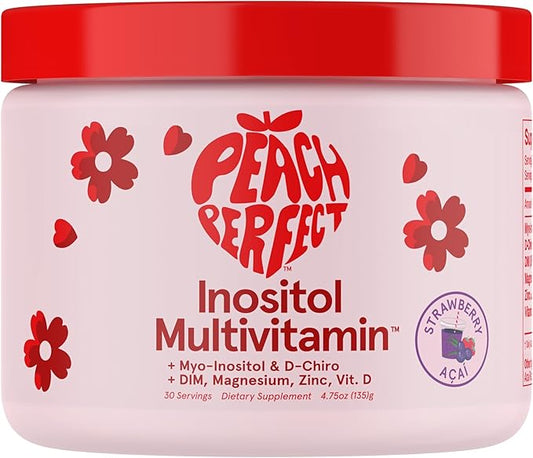 Inositol Powder Multivitamin, Strawberry Acai Flavor – 4g Myo & D-Chiro Inositol, DIM, Zinc, Magnesium Glycinate, Vitamin D3 – Supports Women’s Health, Cycle, Energy, 30 SVG-SeraviaPure