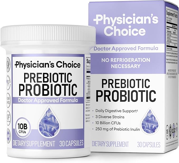 Physician's CHOICE Prebiotic-Probiotic - Multi-Strain Probiotics & Synergistic Prebiotics -Designed for Digestive Health, Supporting Gut Microbiome - Powerful PrePro for Gut Health - for Women & Men-SeraviaPure