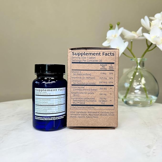 Akkermansia Company Healthy Weight - Akkermansia Probiotic, Akkermansia Muciniphila, GLP-1, Metabolic Vitamins, GLP-1 Supplement for Gut Health, Chromium, Green Tea Leaf - 30 Tablets (Pack of 1)-SeraviaPure