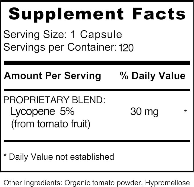 Jiva Botanicals Lycopene Supplement 30mg - Antioxidant Support for Normal Prostate and Heart Health Support - Lycopene from Tomato Extract - Made in The USA - Non GMO, Vegan - 120 Capsules-SeraviaPure