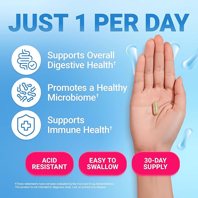 Dr. Berg 60 Billion Probiotic Supplement - Supports Occasional Constipation, Diarrhea, Gas & Bloating* - Pre and Probiotics for Digestive Health - 30 Probiotic Capsules-SeraviaPure