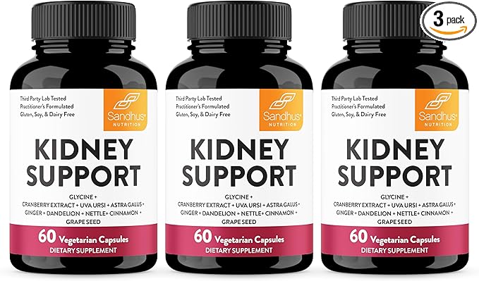 Sandhu's Kidney Cleanse Detox & Support Supplement for Men and Women | with Cranberry Extract | Helps Support Kidney & Urinary Tract Health | 60 Vegetarian Capsules (Pack of 3)-SeraviaPure
