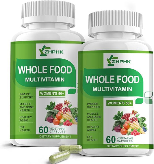 Women Multivitamin 50 Plus, Whole Food Supplement Womens Vitamins Multivitamins Over 50, Organic Extracts for Energy Support, Hair, Skin, Nails Health 120 Capsules-SeraviaPure