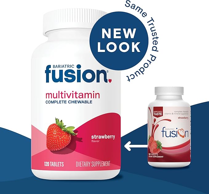 Bariatric Fusion Strawberry Complete Chewable Bariatric Multivitamin with Iron for Bariatric Surgery Patients Including Gastric Bypass and Sleeve Gastrectomy - 120 Tablets-SeraviaPure