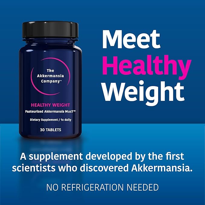 Akkermansia Company Healthy Weight - Akkermansia Probiotic, Akkermansia Muciniphila, GLP-1, Metabolic Vitamins, GLP-1 Supplement for Gut Health, Chromium, Green Tea Leaf - 30 Tablets (Pack of 1)-SeraviaPure
