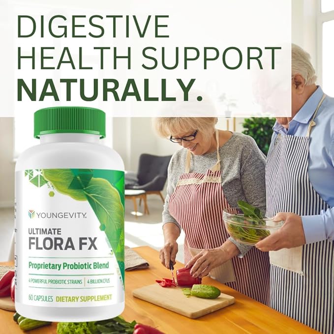 Youngevity Ultimate Flora FX Probiotic Supplement - 4 Bottles 60 Capsules Per Bottle-SeraviaPure