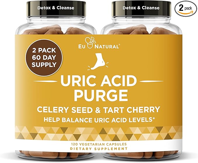 Purge! Uric Acid Flush – Eat & Drink What You Want – Detox and Cleanse with Celery Seed Extract, Tart Cherry & Chanca Piedra for Effective Joint Support & Active Mobility – 120 Soft Vegan Capsules-SeraviaPure