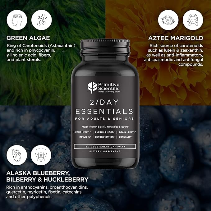 Whole Food Multivitamins for Adults & Seniors - Multivitamins for Women & Men - 2X a Day Adult Vitamins with Vitamin A, C & D3 - Natural & Sugar-Free | 60 Caps [30 Servings]-SeraviaPure