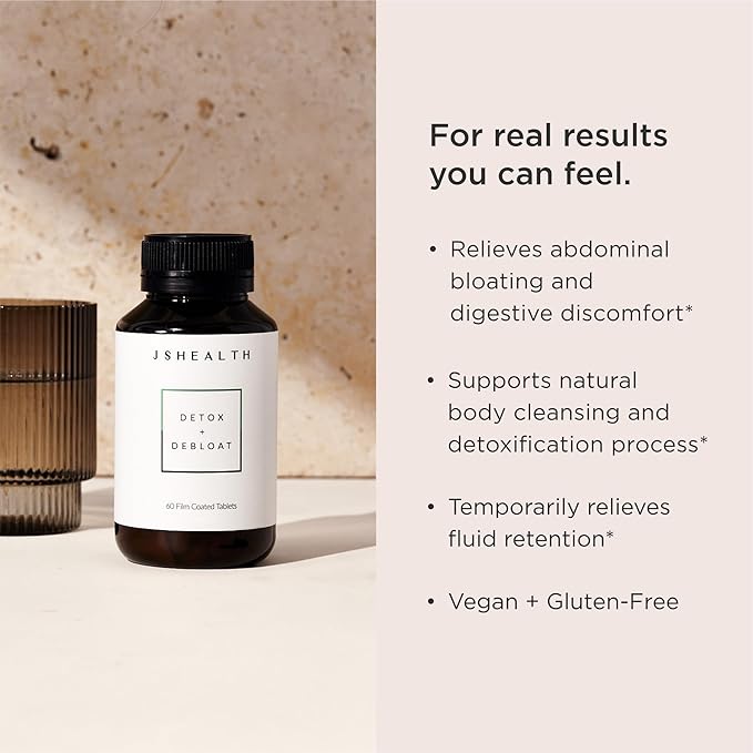 JSHealth Vitamins Detox and Debloat Liver Health Formula | Liver Detox Pills | Debloating Formula with Milk Thistle, Turmeric, Fennel | Liver Cleanse Supplement (60 Tablets)-SeraviaPure