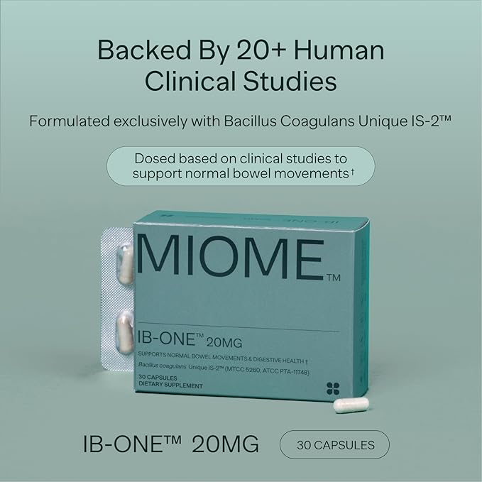 IB-ONE Probiotic - IBS Relief - Clinically Studied Bacillus Coagulans Unique is-2 Bowel Movement Supplement - Low FODMAP, Gluten Free & 3rd Party Verified - 30 Capsules