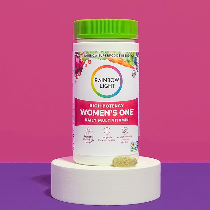 Rainbow Light Womens One High-Potency Daily Multivitamin, Womens Multivitamin Provides High-Potency Immune Support, With Vitamin C, Biotin and Ashwagandha, Vegetarian, 30 Count-SeraviaPure