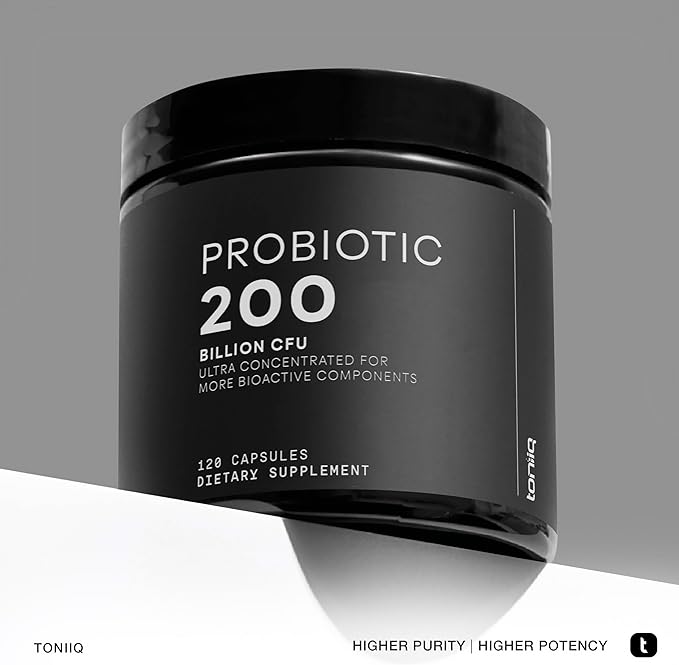Toniiq 200 Billion CFU Probiotic Supplement 30 Verified Third-Party Tested Strains - Fully Shelf-Stable Probiotics Formula with Prebiotic Blend - Extended Release Capsules-SeraviaPure